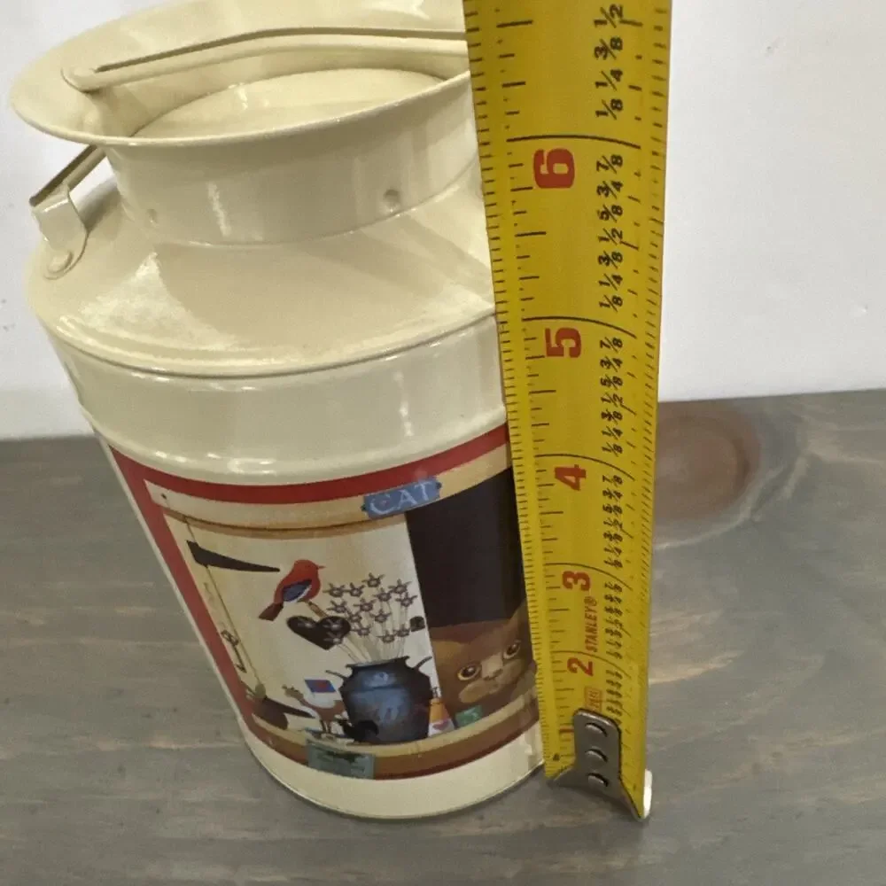 Barnum in the Barn Metal Tin 1989 Roger Nannini Cat Illustration Milk Can